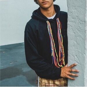 WHILE WERE aWAKE White Hoodie‎ with Multicolor Strings